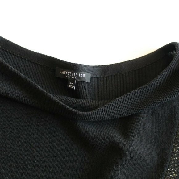 Lafayette 148 Tie- Front Silk-Blend Pullover Sweater Metallic Gold Size Small - Picture 9 of 11